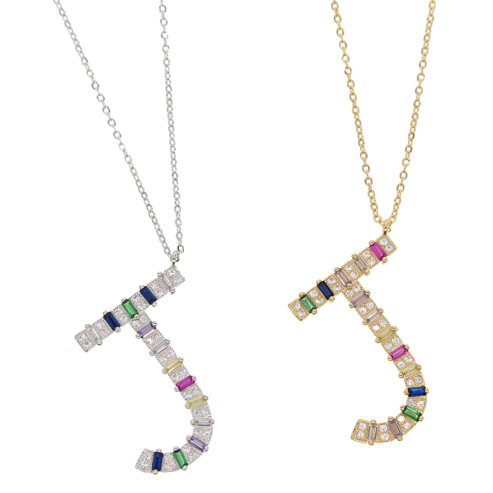 Big rainbow cz Alphabet Letter necklace 45+5cm custom name personalized Initial pendant necklaces