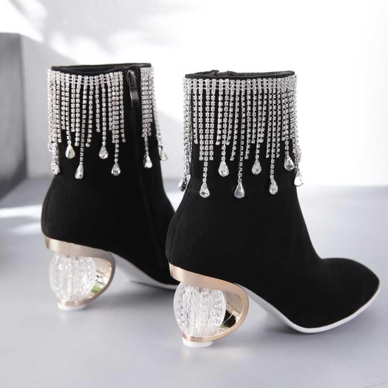 US4-11 Womens Round Toe Suede Leather Ankle Boots Rhinestones Crystal Tassels Ball Strange High Heel Shoes Black Plus Sz
US4-11 Womens Round Toe Suede Leather Ankle Boots Rhinestones Crystal Tassels Ball Strange High Heel Shoes Black Plus Sz