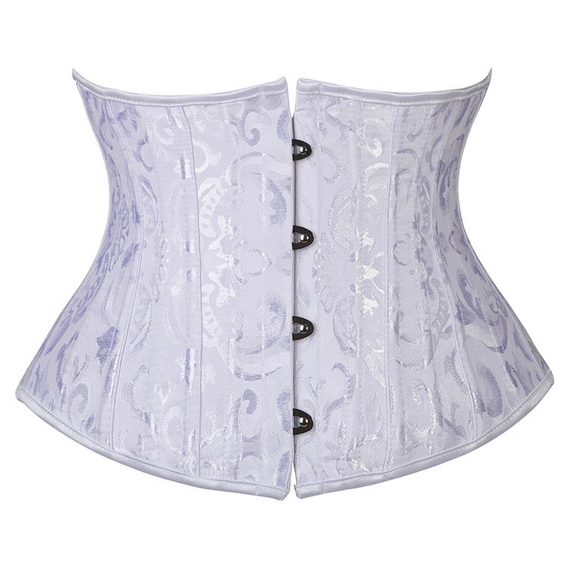 Short Torso 24 Steel Boned Corset Waist Trainer Body Shaper Brocade Jaquard Underbust Corset Women Slimming Belt Black White XS-3XL