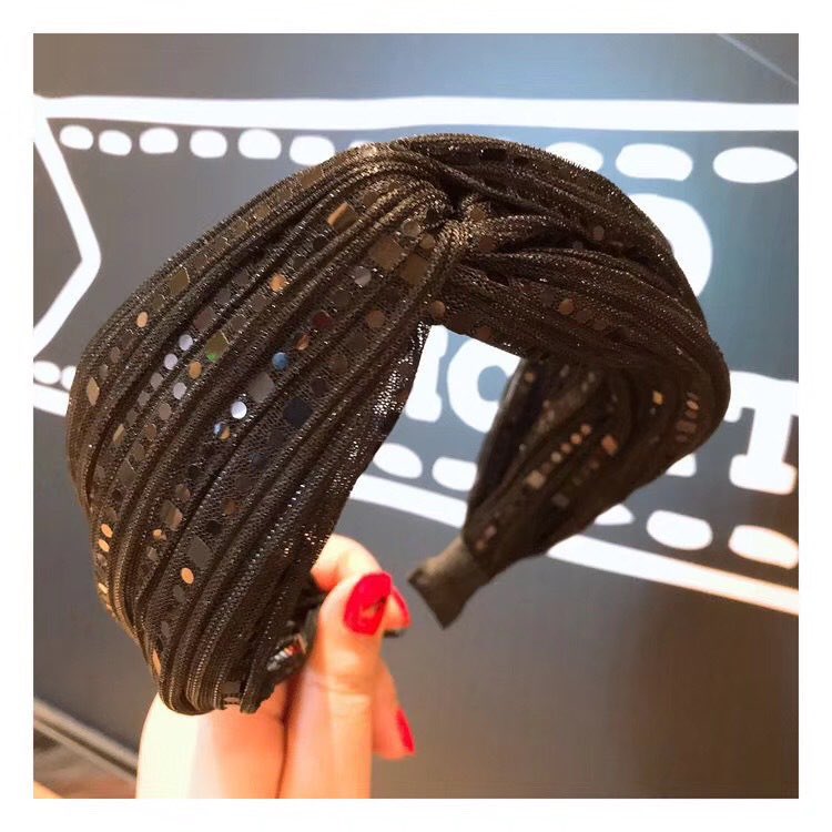 2025 new Fashion Style Headbands Wide Edge Crossing Hair Hoop Sequins Fabric Headband Hairpin Women Jewelry Free shipping