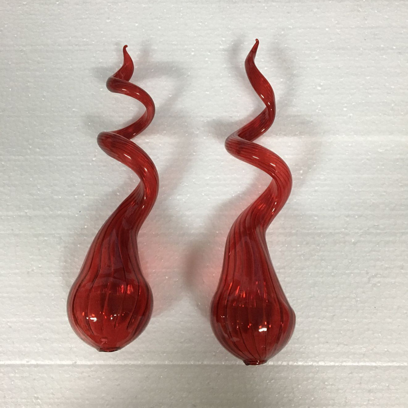 Red Colored Glass Flower Chandelier LED Light Hand Blown Glass Chandelier Drop Shape Glass Pendant for Banquet Wedding Art Decoration