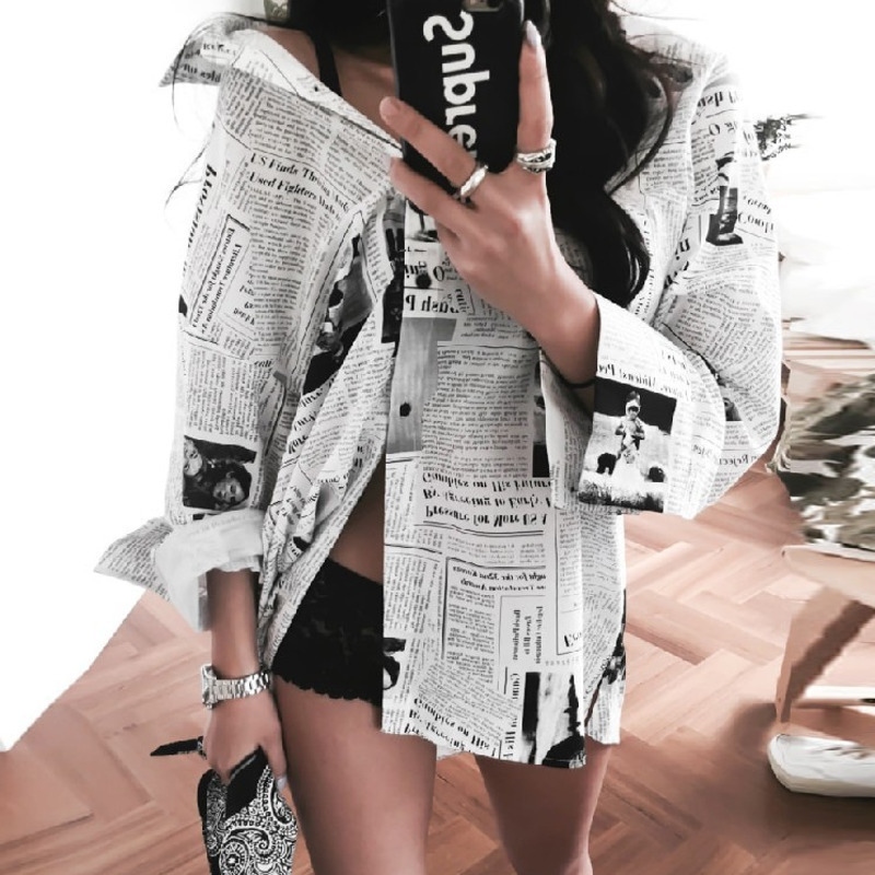 XUXI 2020 New Long Sleeve Shirt, Neck To Informal Spacious, White Printed Text, Women's Shirt, New Autumn Upper FZ0429, Picture color
XUXI 2020 New Long Sleeve Shirt, Neck To Informal Spacious, White Printed Text, Women's Shirt, New Autumn Upper FZ0429, Picture color