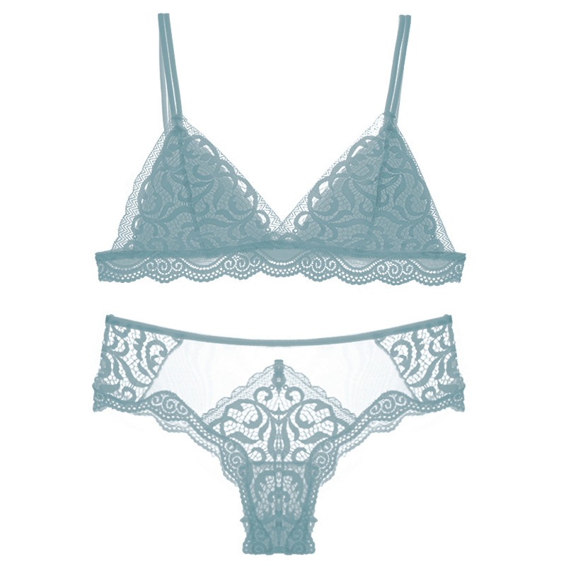 Bra & Brief Sets Sexy Hollow Out Lace Bralette Set Underwear Women Wireless Thin Triangle Cup Bra and Panties Set Lingerie 2019 Y200115, Gray blue
Bra & Brief Sets Sexy Hollow Out Lace Bralette Set Underwear Women Wireless Thin Triangle Cup Bra and Panties Set Lingerie 2019 Y200115, Gray blue