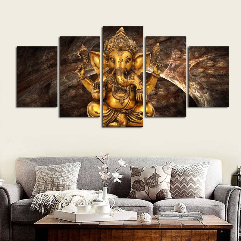 Canvas Print Modern Fashion Wall Art the Abstract Gleaming Gold Buddha for Home Decoration No Frame