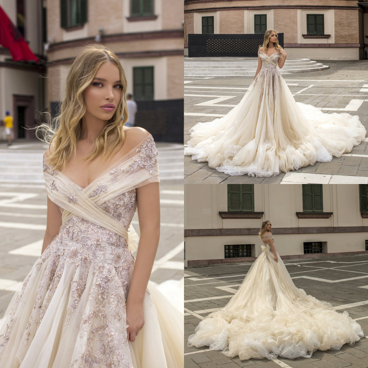 2020 Off The Shoulder Champagne Wedding Dresses A Line Floral Appliques Boho Wedding Dress Bridal Gowns Custom Made Beach Vestido De Noiva, Dark red
2020 Off The Shoulder Champagne Wedding Dresses A Line Floral Appliques Boho Wedding Dress Bridal Gowns Custom Made Beach Vestido De Noiva, Dark red