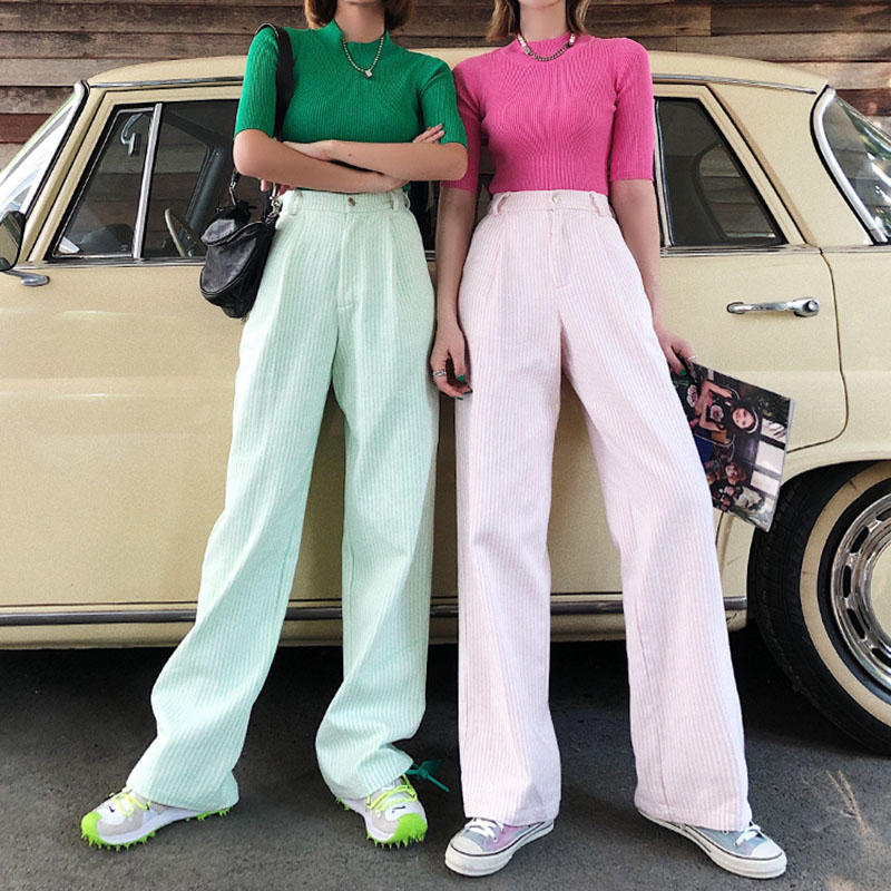 Striped Pants Womens Vertical Stripes Full Length Straig Sweet Harajuku Pants High Quality High Waist Loose Trousers, Pink pant
Striped Pants Womens Vertical Stripes Full Length Straig Sweet Harajuku Pants High Quality High Waist Loose Trousers, Pink pant