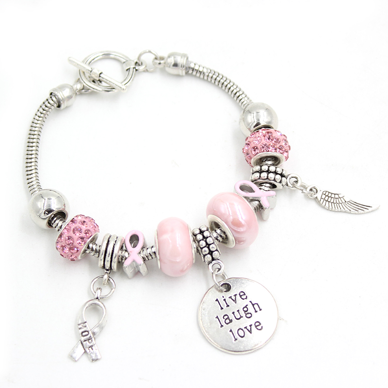 New Arrival Wholesale Breast Cancer Awareness Bracelet Pink Ribbon Live Laugh Love Charms Bracelet For Cancer Bijoux Pulsera
New Arrival Wholesale Breast Cancer Awareness Bracelet Pink Ribbon Live Laugh Love Charms Bracelet For Cancer Bijoux Pulsera