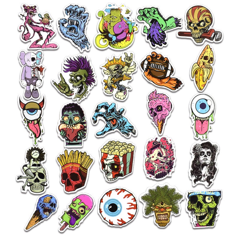 DHL Vinyl Waterproof Sugar Skull Sticker Pack 50 Pcs Car Stickers Packs Skulls Decals for Laptop Motorcycle Luggage Water Bottle Skateboard