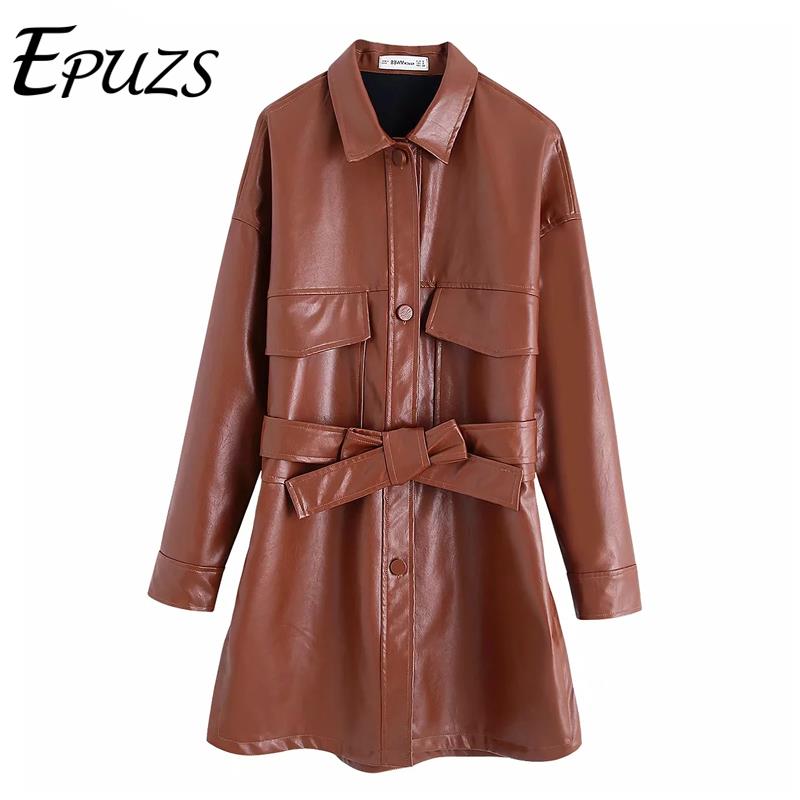Winter long coat Vintage Belt Faux Leather Jacket women Long Sleeve PU jacket 2020 winter Faux outwear, Black
Winter long coat Vintage Belt Faux Leather Jacket women Long Sleeve PU jacket 2020 winter Faux outwear, Black