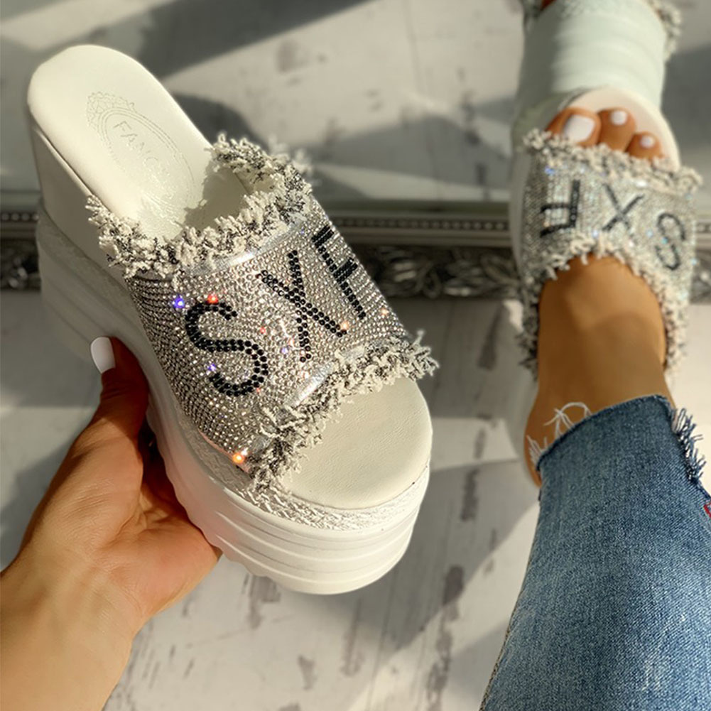 Karinluna high heels 2020 dropship crystals High Heels leisure Summer Wedges Sandals Woman Shoes Women platform Mules Slipper Y200702