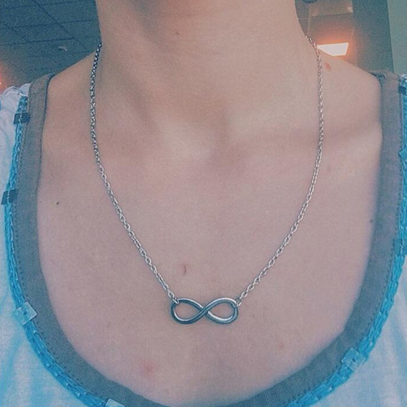 Infinity Love Pendant Necklaces Number Eight Charm Jewelry Fashion Elegant Gold Silver Color Girl Lady Link Chain Choker Necklaces for Women