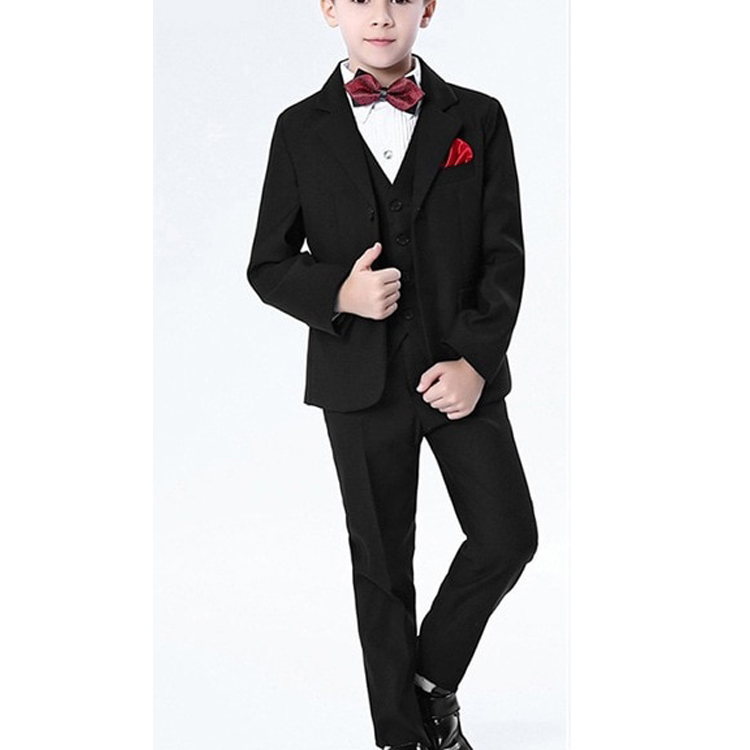 Handsome Kids Formal Wear Black Peaked Lapel 3 Pieces Wedding Tuxedos High Quality Boy's Formal Wear Pant Suits