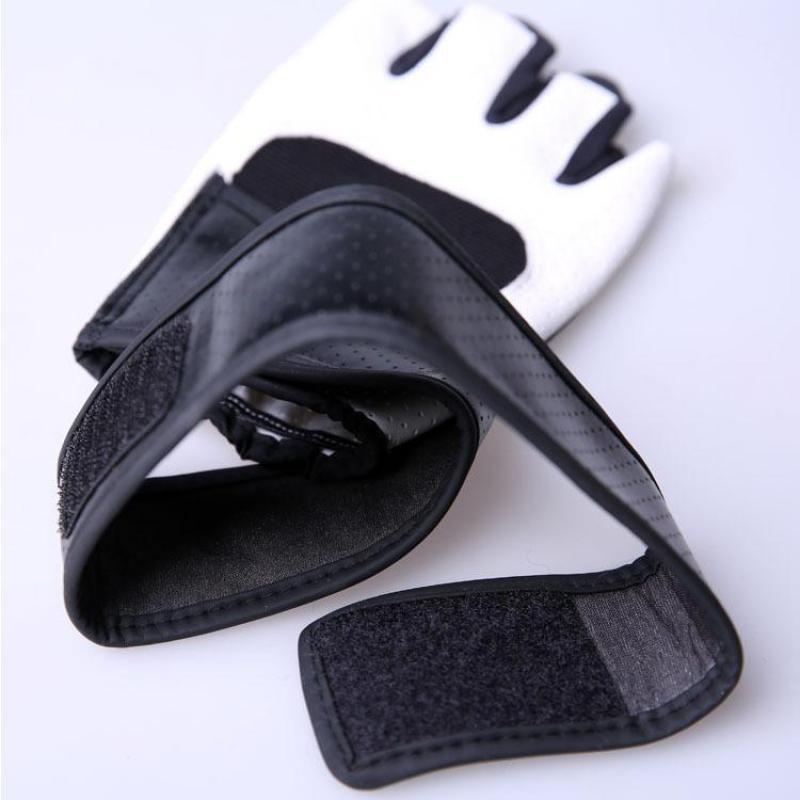 PU Leather Stitching Guantes Gym Gloves Body Building Exercise Training Weight Lifting Fingerless Fitness Gloves For Men Women