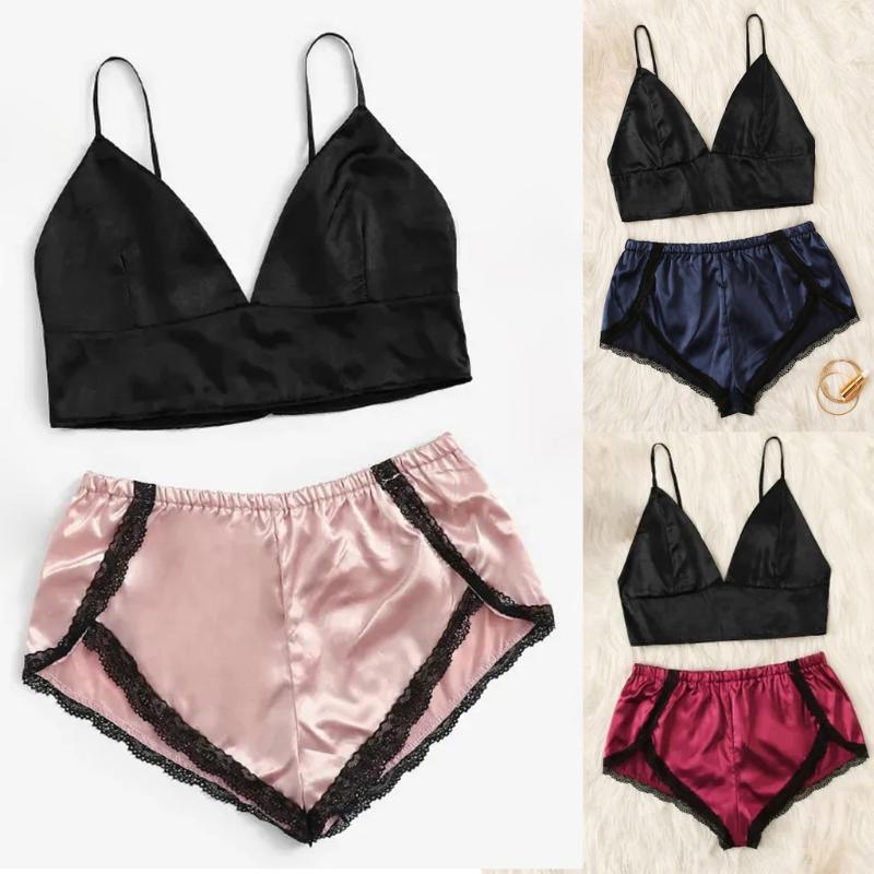 Plus Size Pajamas Women Satin Lace Bra Camisole Shorts Pajama Sets Sleepwear Sexy Lingerie Pijama Summer Casual Pyjamas Feminino, Pink
Plus Size Pajamas Women Satin Lace Bra Camisole Shorts Pajama Sets Sleepwear Sexy Lingerie Pijama Summer Casual Pyjamas Feminino, Pink