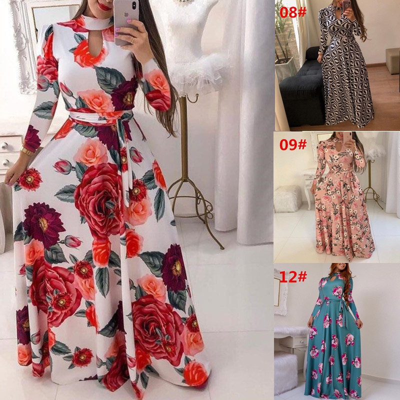 2019 Autumn New Fashion Long Sleeve Floral Printed Long Maxi Dress Casual Slim Dress with Belt Womens Party Evening Dress, Black;gray
2019 Autumn New Fashion Long Sleeve Floral Printed Long Maxi Dress Casual Slim Dress with Belt Womens Party Evening Dress, Black;gray