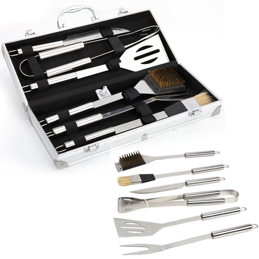 Wholesale 6 Pieces Set Stainless Steel Barbecue Tools Cooking Professional Outdoor BBQ Utensils Accessories Kit With Aluminum Box DH1145 T03, Silver
Wholesale 6 Pieces Set Stainless Steel Barbecue Tools Cooking Professional Outdoor BBQ Utensils Accessories Kit With Aluminum Box DH1145 T03, Silver