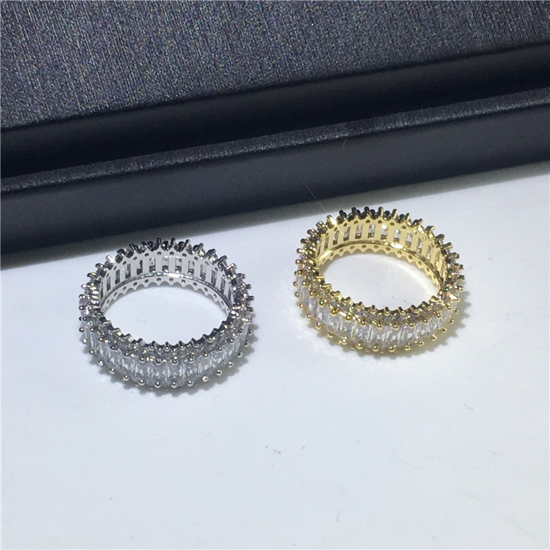 Fashion Tennis Promise ring 5A Cz Stone White Gold Filled Statement Party wedding band ring for women Men Finger Jewelry