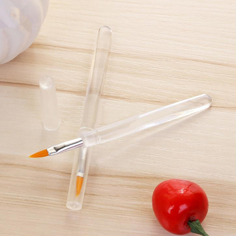 Lip Makeup Brush With Lid Transparent Small Size Lip Brush Yellow Fiber Wool Brush For Professional Lip Beauty F3628