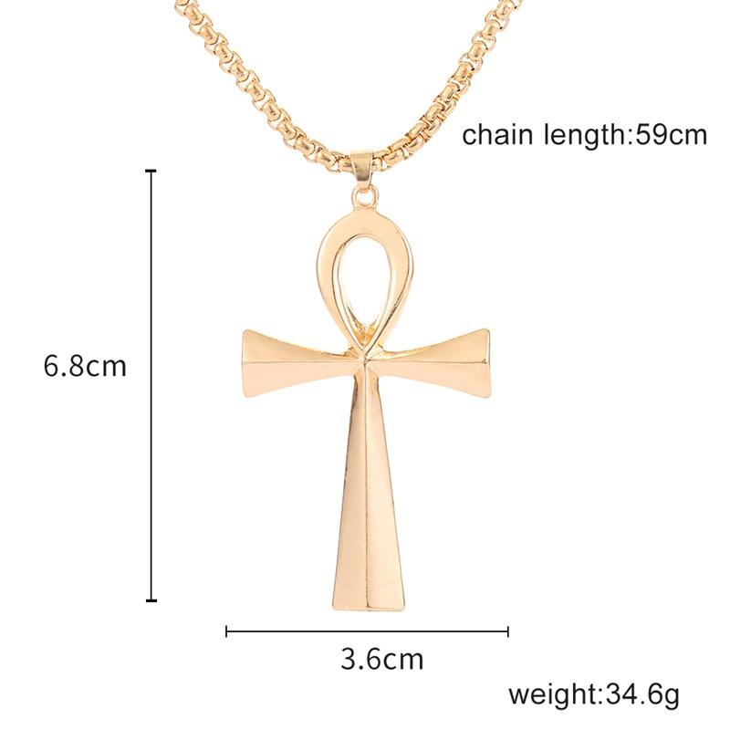 Egyptian Ankh Crucifix Necklaces Pendants with Chain Metal Symbol of Life Cross Necklace Gold Silver Fashion Design Punk Hip Hop Religion Jewelry Gift