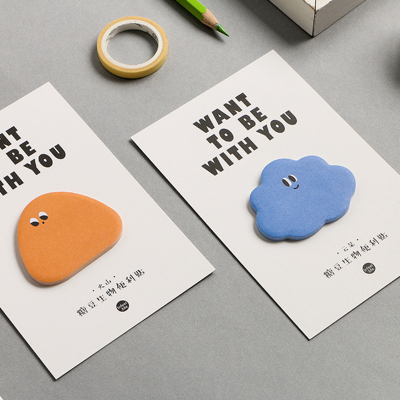 Helpro 30 Sheets Sticky Notes Cute Creature Label Memo Pad for Writing Papeleria School Office Paper Sticky Stationery Supplies