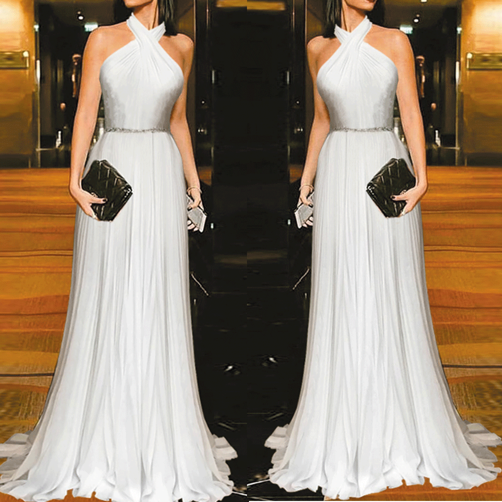 Vestidos De Gala Halter Prom Dresses Long Silver Beaded Chiffon Prom Gown Robe De Soiree Vestidos Largos De Fiesta 
Vestidos De Gala Halter Prom Dresses Long Silver Beaded Chiffon Prom Gown Robe De Soiree Vestidos Largos De Fiesta