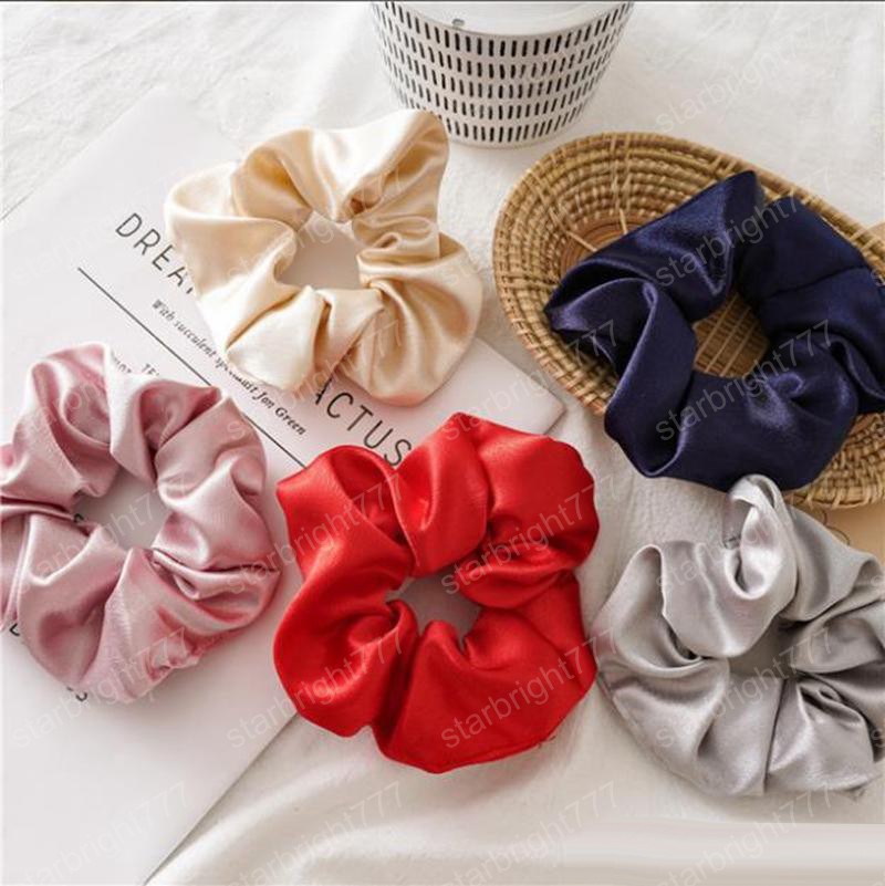 Scrunchies Hairband Silk Elastic Hair Bands Ties Satin Solid Scrunchie Ponytail Holder Girls Headwear Women Hair Accessories 8 Colors