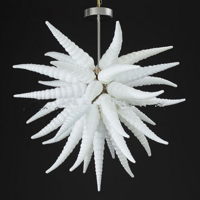Lamps Elegant White Color Spirals Chandeliers Lighting Modern Hand Blown Glass Pendant Lights LED Light Source 24 Inches