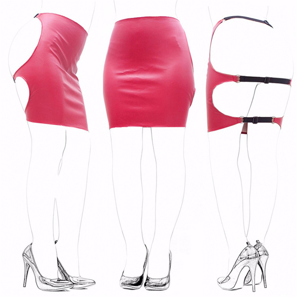 Camatech Fetish Slave Spanking Skirt Mini Pu Leather Open Hip Bondage Dress Sm Bondage Restranit Adult Game Erotic Toy For Women Y190716 - view 5
