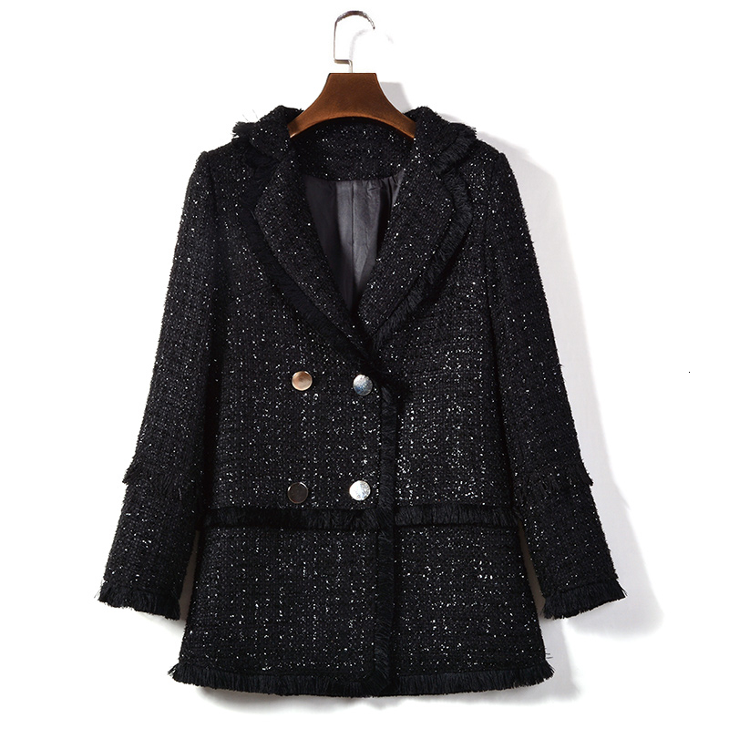 HAMALIEL High Quality Ladies Turn Down Collar Tweed Jacket Coat 2019 Fall Winter Women Wollen Tassel Weave Thick Black Outerwear T191021, Black;brown
HAMALIEL High Quality Ladies Turn Down Collar Tweed Jacket Coat 2019 Fall Winter Women Wollen Tassel Weave Thick Black Outerwear T191021, Black;brown