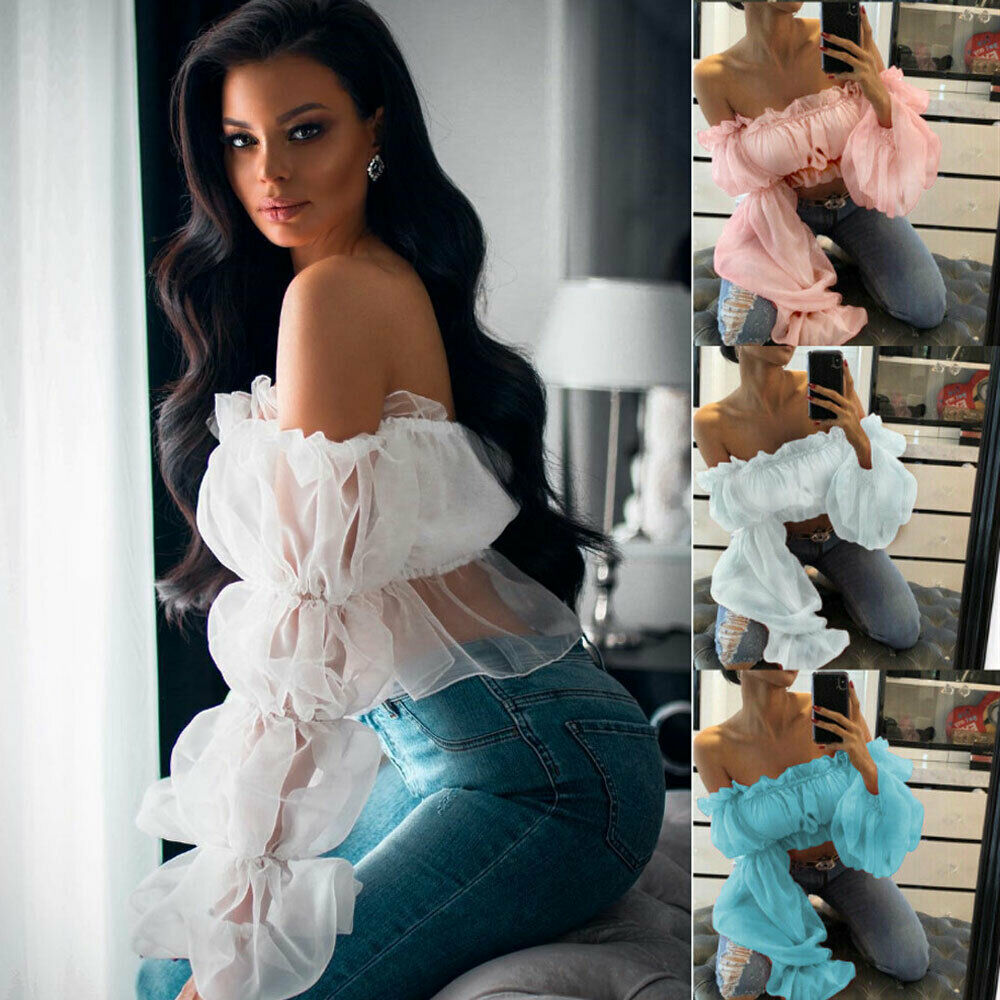 2019 Holiday Women Cropped Tops Sheer Mesh Casual T shirts Puff Sleeve Party Blouse, White
2019 Holiday Women Cropped Tops Sheer Mesh Casual T shirts Puff Sleeve Party Blouse, White