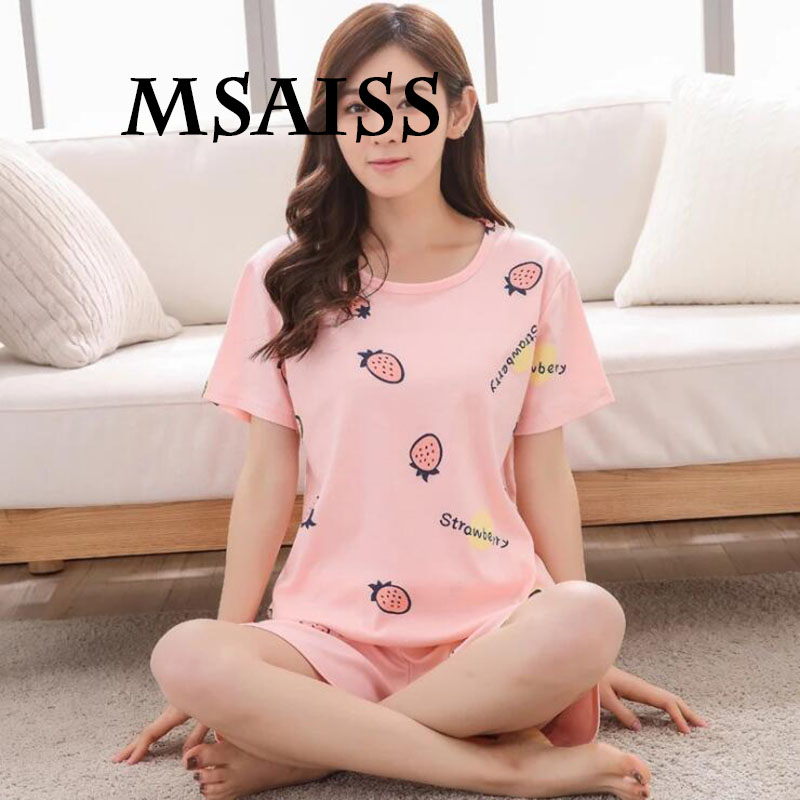 MSAISS Summer Teenage Girl Short Sleeve Cotton Pajamas Cute Cartoon Print Women Casual Home Short Sleepwear, Color3
MSAISS Summer Teenage Girl Short Sleeve Cotton Pajamas Cute Cartoon Print Women Casual Home Short Sleepwear, Color3