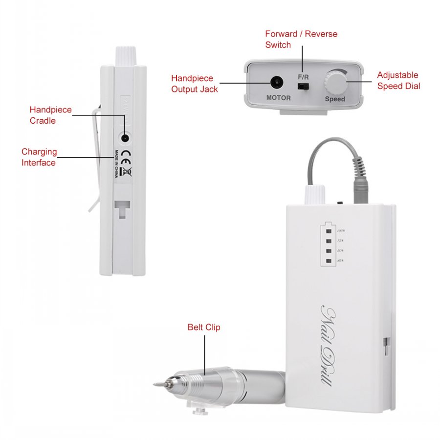 Rechargeable Nail Art Equipment Drill Machine Kit Electric Polisher Cordless Portable Manicure Set Nails Tools