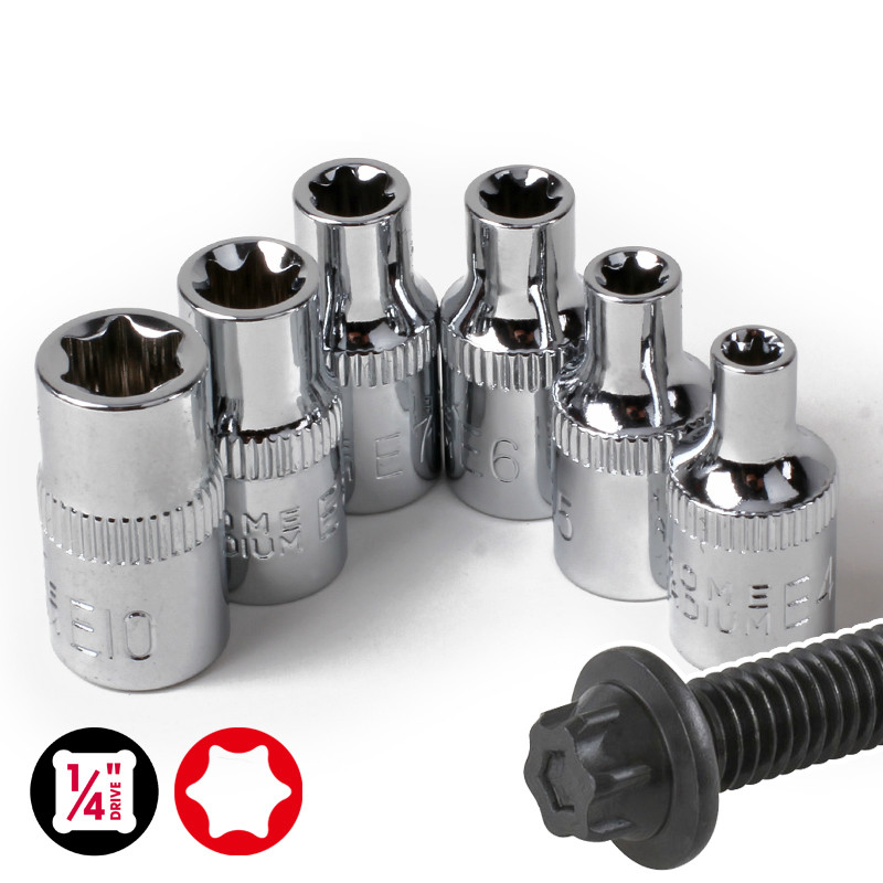 Hi-Spec 1/4 3/8 1/2 E Torx Star Socket Set Blossom Sleeve Female E Type Socket Wrench Head E4 to E24 Auto Repair Tools
Hi-Spec 1/4 3/8 1/2 E Torx Star Socket Set Blossom Sleeve Female E Type Socket Wrench Head E4 to E24 Auto Repair Tools