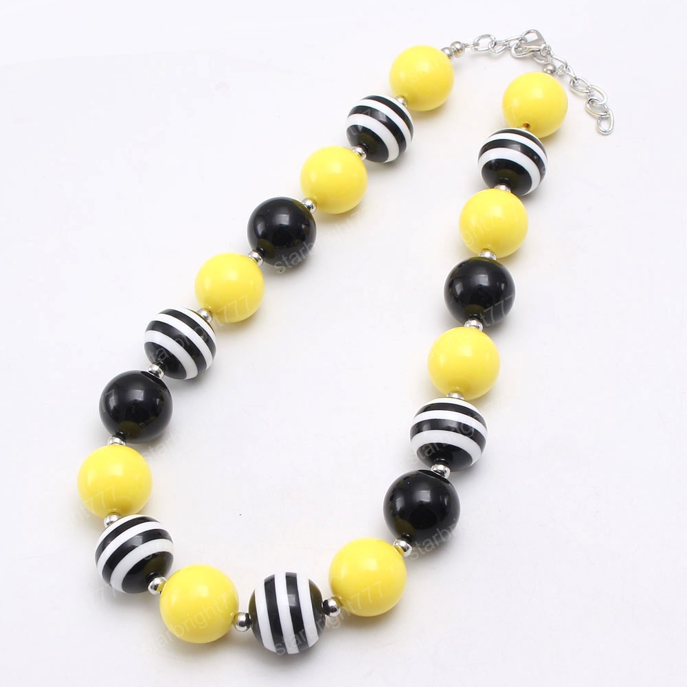 Cute Chunky Bubblegum Necklace DIY Bracelets Yellow+Black Beads Necklace For Kids Girls Jewelry Party GIft Hot sale