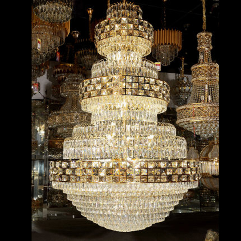 LED Light Modern Crystal Chandeliers Lights Fixture American Chandelier Hotel Interior Home Indoor Lighting Big Long Hanging Lamp Dia120cm/150cm