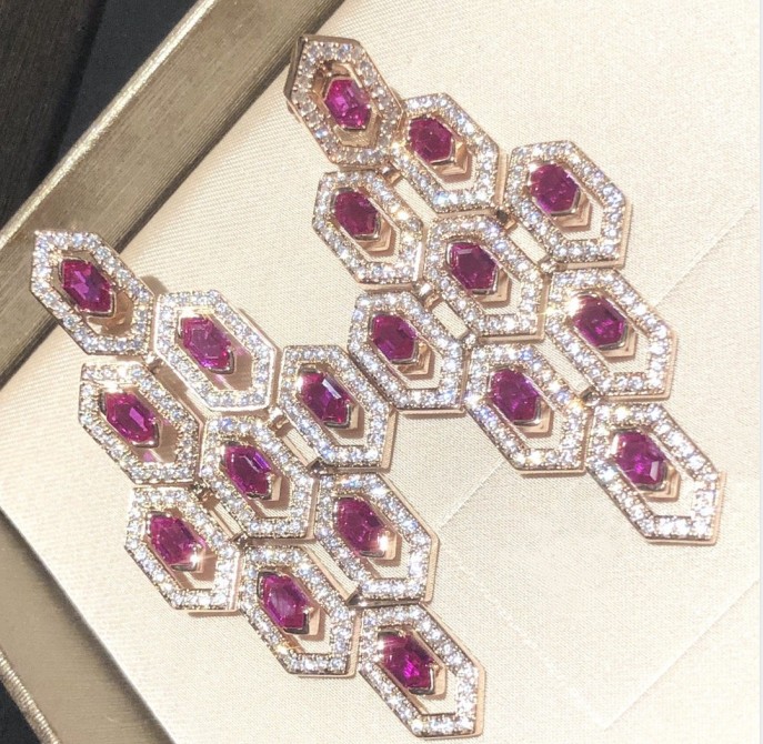 Dangle & Chandelier Women Diamond Ruby Earrings Classic Party Sub-gold Material Gold Plated S925 Sterling Silver Post Fine Jewelry1