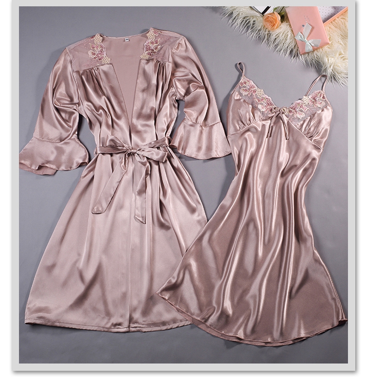 high quality Women Silk Lembroidery Lady Sleepwear Fashion Sexy Sets V-Neck Sleepwear Women's Pajamas Spaghetti Strap With Coat, 01
high quality Women Silk Lembroidery Lady Sleepwear Fashion Sexy Sets V-Neck Sleepwear Women's Pajamas Spaghetti Strap With Coat, 01