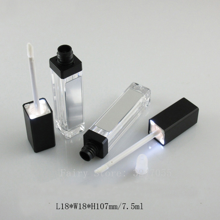 103050pcs 75ml Empty Makeup DIY Lip Gloss Bottle Blacksilver Square Lipgloss Tube with LED Light Mirror Labial Glair Bottle8677087