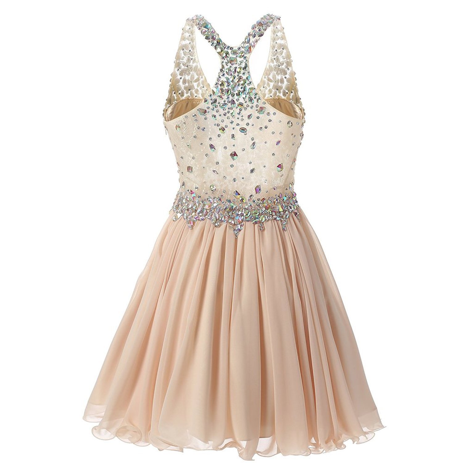 2019 New Elegant V-Neck Short Chiffon Homecoming Dress Beaded Appliques Prom Graduation Gown Mini Cocktail Party Gown QC1418