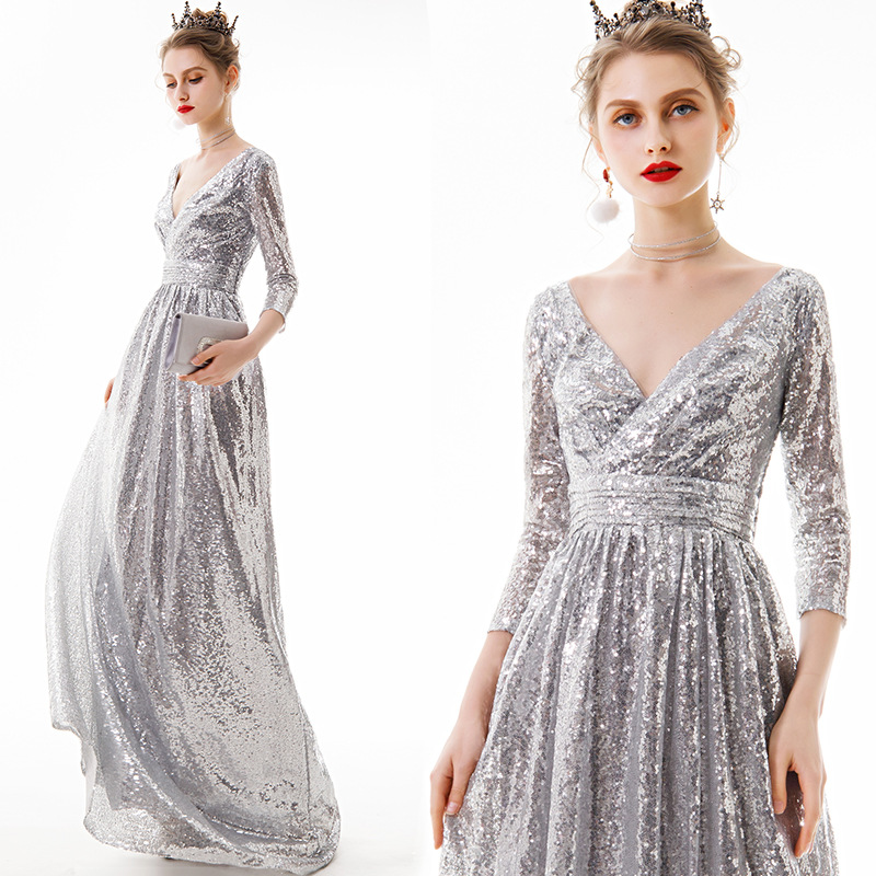 New arrive 8 style color Sequins V neck Back zipper Elegant Evening Dress Floor Length Party Gown A-line Evening Gowns qipao
New arrive 8 style color Sequins V neck Back zipper Elegant Evening Dress Floor Length Party Gown A-line Evening Gowns qipao