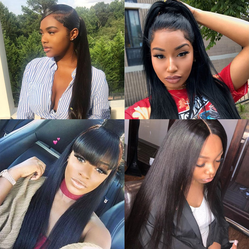 Ishow Loose Deep Transparent Lace Closure with Bundles Body Straight Brazilian Virgin Human Hair for Women All Ages Natural Color 8-28inch Malaysian P