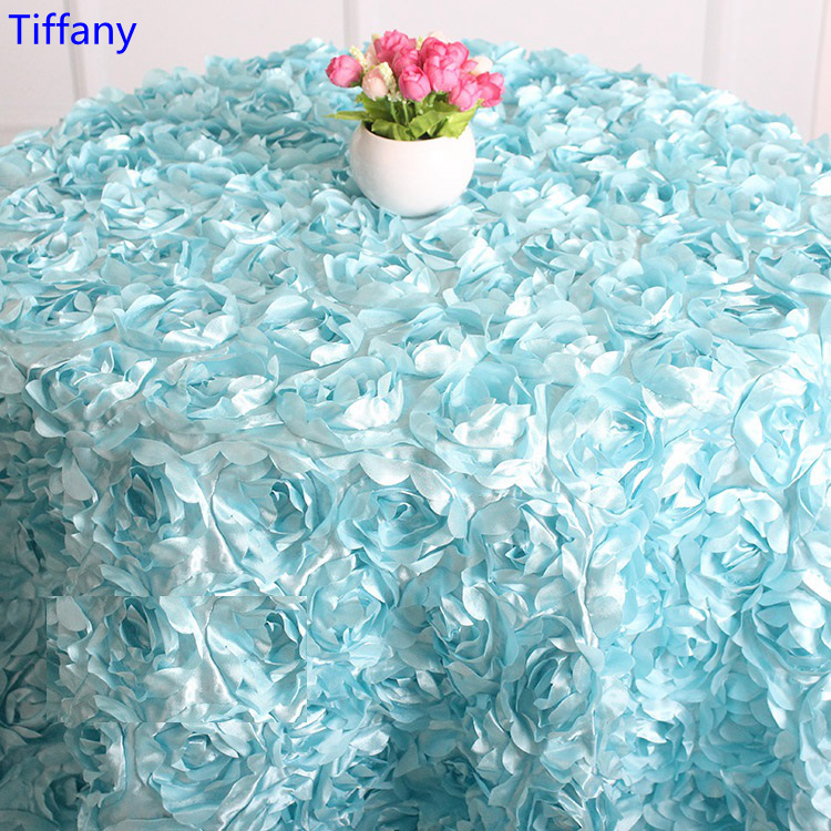 Various colours Round Table cloth rosette embroider table cover 3D rose flower design for wedding party hotel