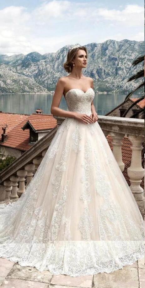 Vestidos De Noiva 2020 Dresses with Detachable Half Long Sleeves Lace Appliqued Bridal Corset Back Custom Made Wedding Gowns