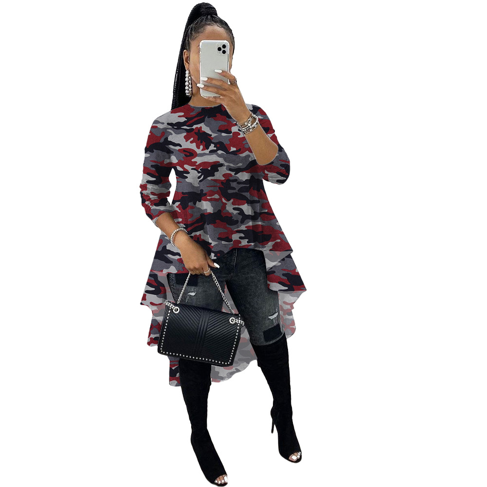 Spot T-Shirt European-style spring and summer fashion printing round neck long-sleeved casual top support mixed batch