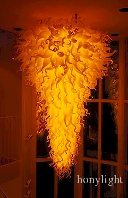 Large Chandelier Modern Hotel Restaurant Foyer Light Fixture High Quality Contemporary Style Blown Glass LED Chandelier Light