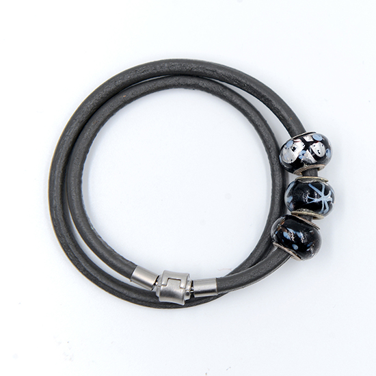 Handmade Gray Unisex Silver Bangle Skybpan0101