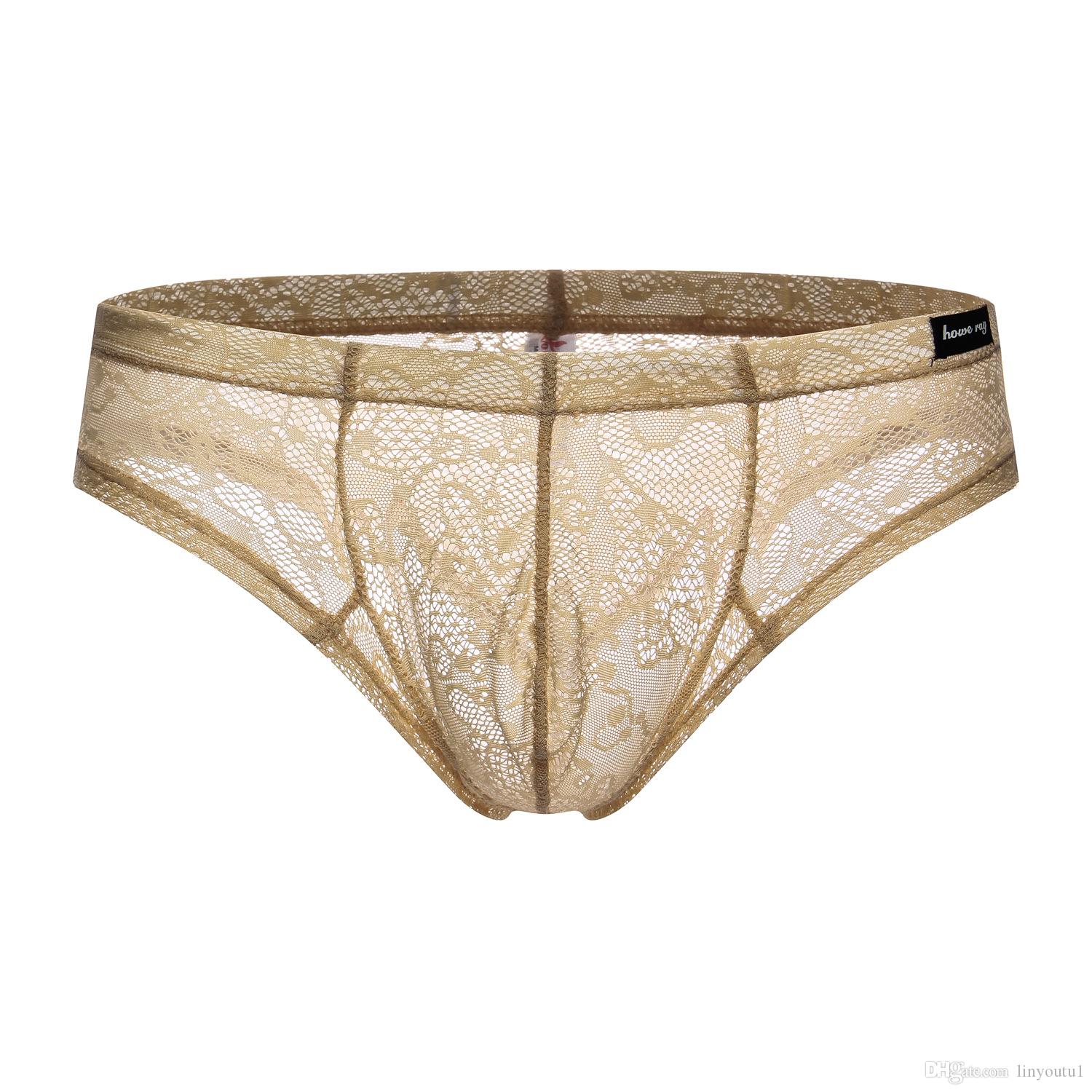 2020 How Ray Mens Lace Panties Men Sexy Underwear Transparent Thong Bulge Pouch Breathable Gay G Strings Erotic Male Lingerie Sissy