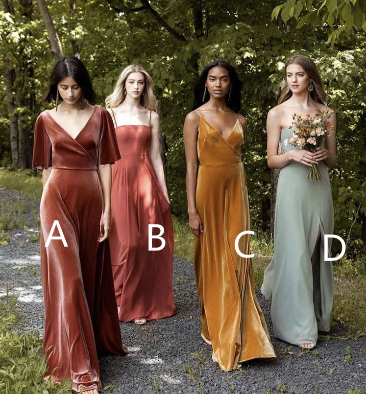 Long Veet Bridesmaid 2020 Autumn Country Maid Of Honor Gowns Floor Length Party Wedding Guest Dresses 4 Styles 0510