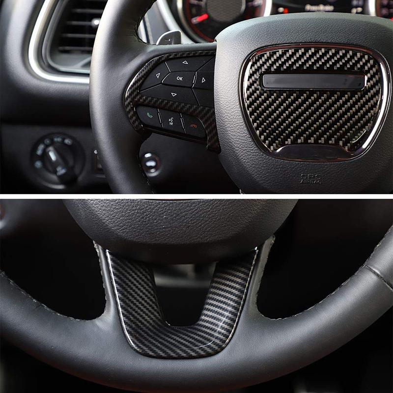 ABS Car Carbon fiber Steering Wheel Cover Accessories Trim for Dodge Challenger 2015-2025 UP Factory Outlet Car Interior Accessories