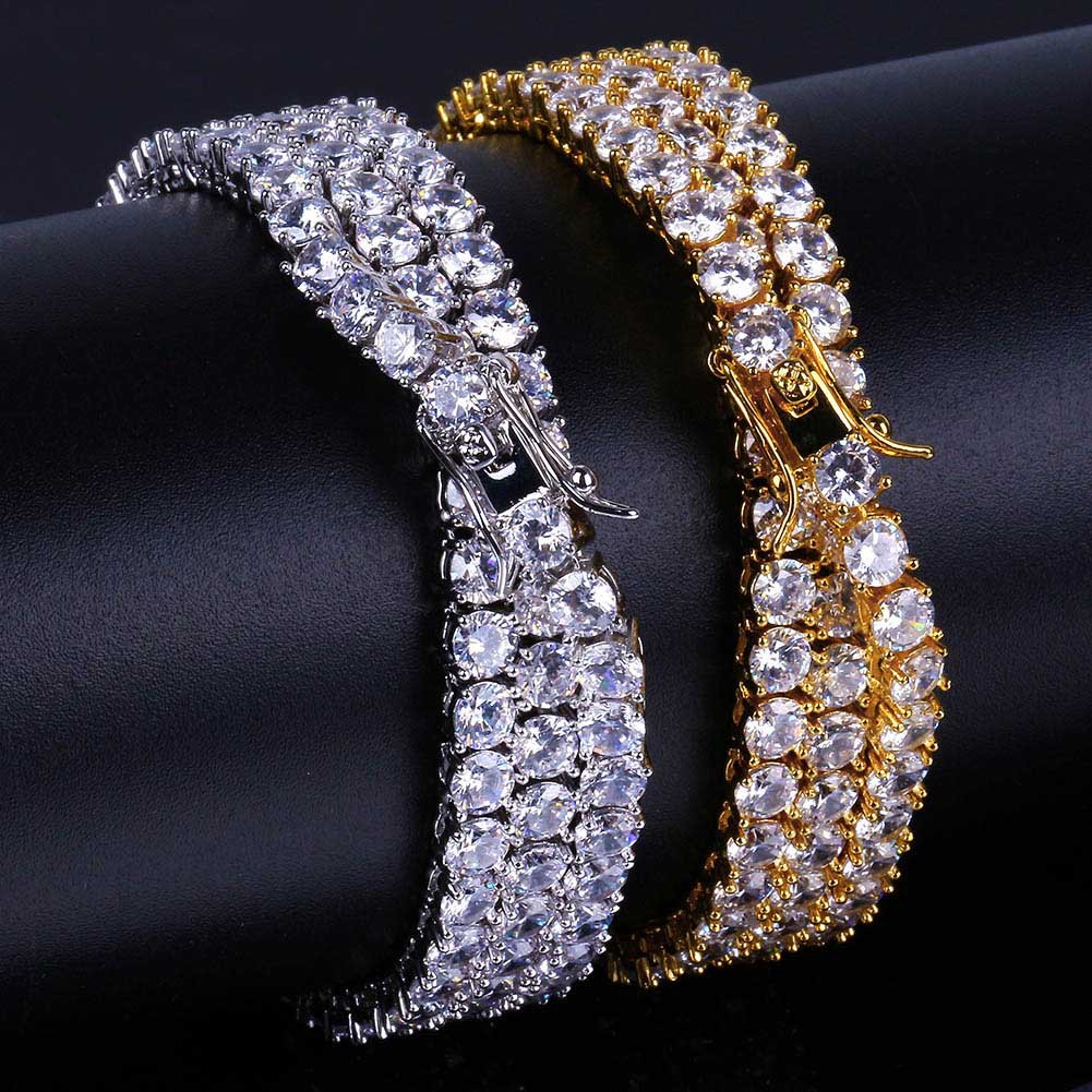 3mm 4mm 5mm 6mm Hip Hop Tennis Chains Jewelry Mens Diamond Necklaces 18k Real Gold /White Gold Plated TopBling Graduated